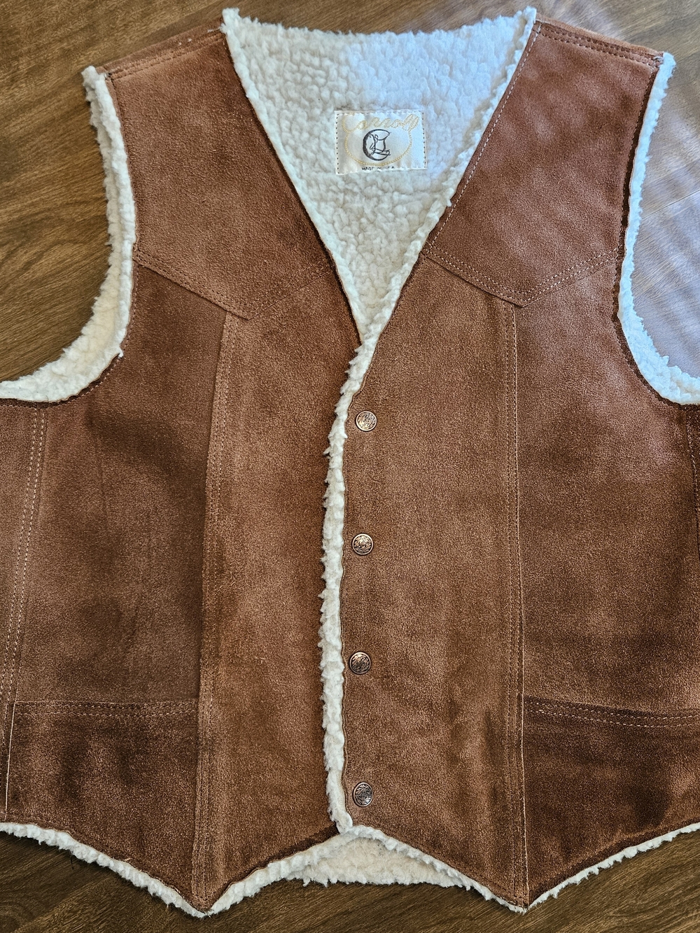 Women's Brown Suede Sherpa-Lined Vest